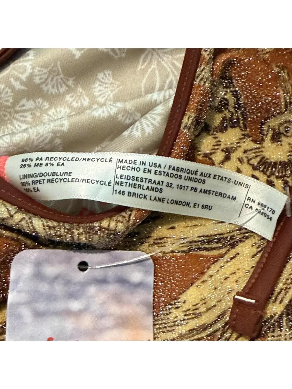 NWT Free People Free-Est Amber Printed Lurex One-Piece Swimsuit SZ XL